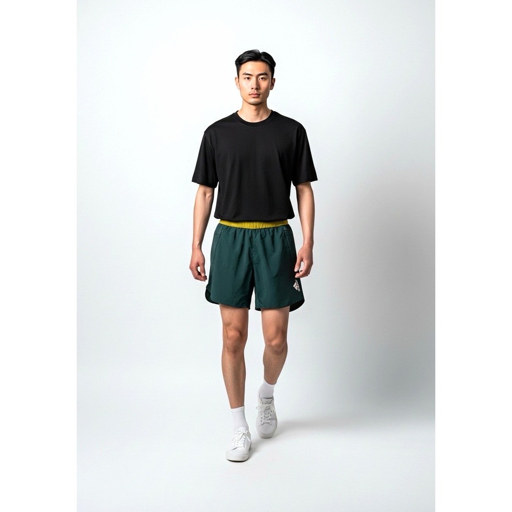 Adidas Men's Large 7" Running Shorts Green Yellow AEROREADY Zip Pockets